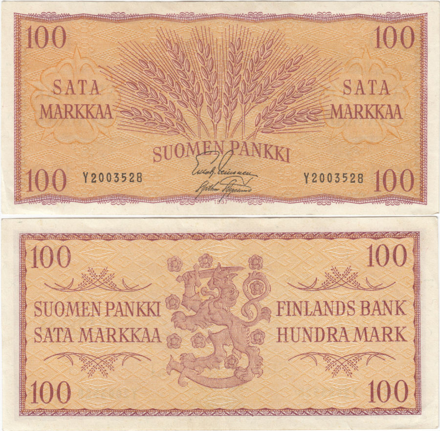 100 Markkaa 1957 Y2003528 kl.6